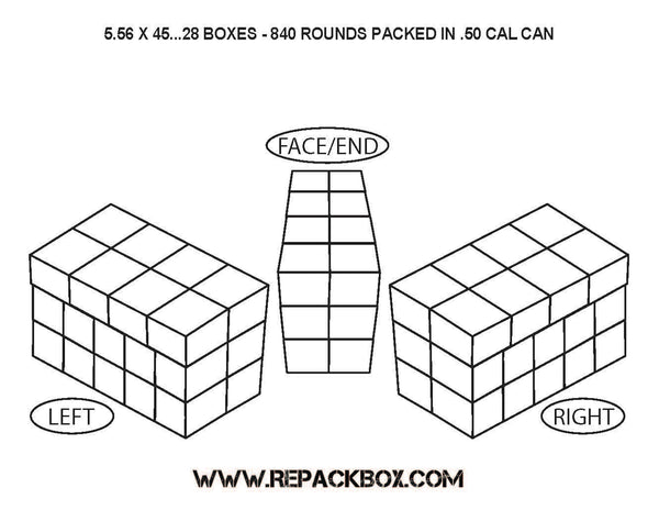 A REPACKBOX® 100 BOX BUNDLE - Military Cardboard 5.56 X 45 Ammo Box