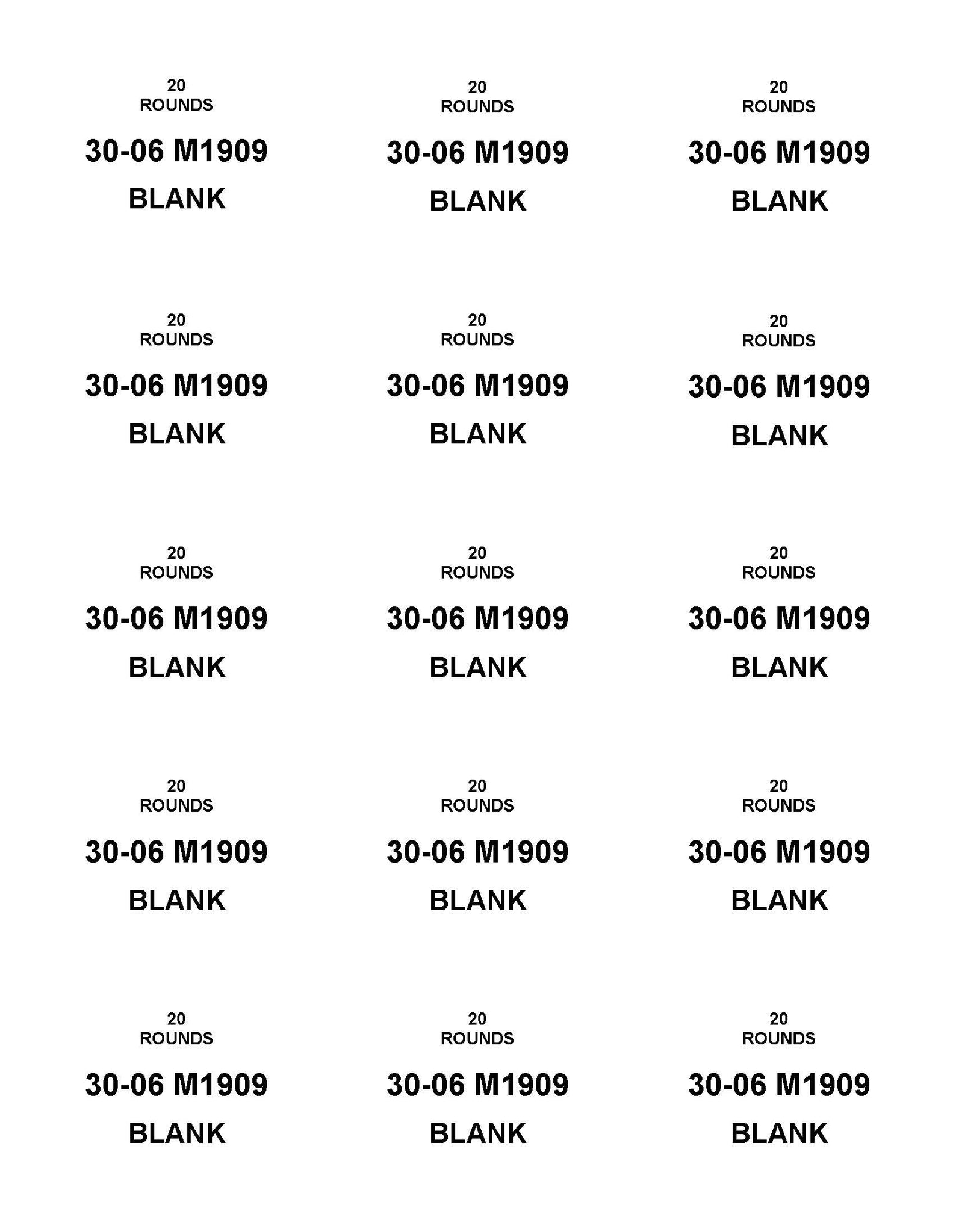 Labels: 30-06 M1909 Blank