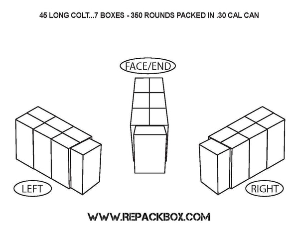 GO REPACKBOX® 100 BOX BUNDLE - Military Cardboard 45 LONG COLT Ammo Box
