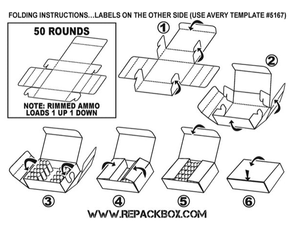 RepackBox Ammo Box Folding Instructions for 380 ACP ammo.