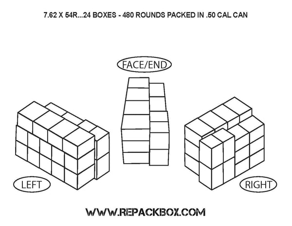 GO REPACKBOX® 100 BOX BUNDLE - Military Cardboard 7.62 X 54R RUSSIAN Ammo Box