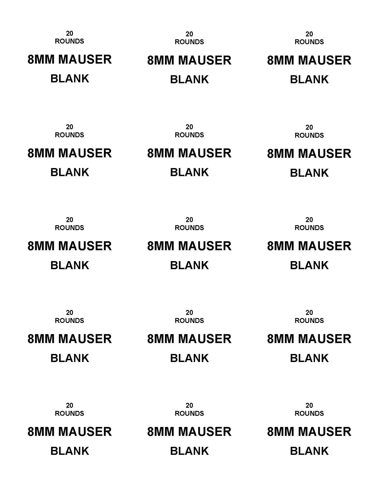 Labels: 8MM Mauser Blank