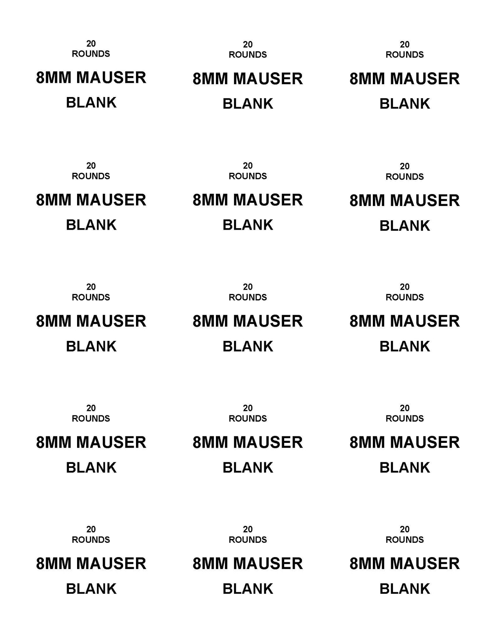 Labels: 8MM Mauser Blank