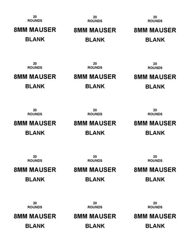 Labels: 8MM Mauser Blank