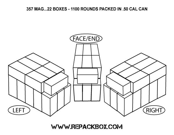 GO REPACKBOX® 100 BOX BUNDLE - Military Cardboard 357 MAGNUM Ammo Box